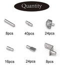 120 Piece Shelf Support Pegs Kit With Nickel Plated Pins, 6 Styles Iron Shelf Pins For Cabinets and Furniture Display
