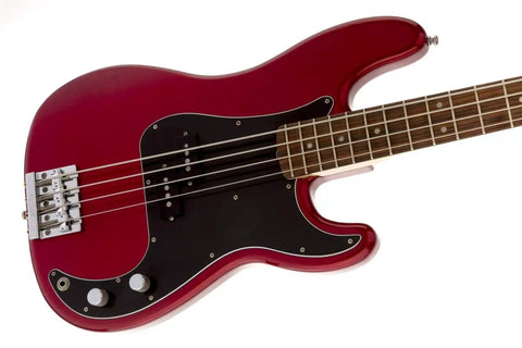 Signature Nate Mendel Precision Bass In Candy Apple Red With Rosewood Fingerboard Slim C Neck 20 Medium Jumbo Frets Seymour Duncan SPB 3 Pickup Right Hand Deluxe Gig Bag Included For Easy On The Go Gigs close-up body