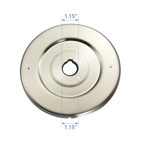 Chateau One Handle Tub And Shower Escutcheon Replacement in brushed nickel, round all-metal plate with center hole detail.