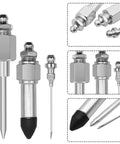 Grease Gun Needle Nozzle Set With Two Precision Needle Nozzles, One Needle Dispenser, And Rubber Adapter, NPT Threaded Coupler