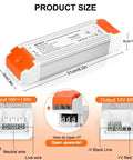 Dimmable LED Driver 12V DC 60W Triac Dimming Transformer For LED Strip Lights 120V AC Input Isolation Protection Low Voltage Power Supply