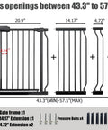 Ultra Wide Baby Gate For Doorways And Stairs, Expands From 52.7 To 57.5 Inches, Large Walk-Through Swing Door, Black Metal components