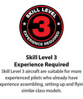 Skill Level 3 experience required badge for Carbon Cub 15cc ARF Ready To Fly RC Plane With Laser Cut All Wood Construction.