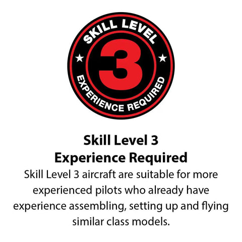 Skill Level 3 experience required badge for Carbon Cub 15cc ARF Ready To Fly RC Plane With Laser Cut All Wood Construction.