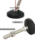 Heavy Duty Furniture Levelers That Kick Your Wobble Out Fast M16 Swivel Legs with nylon base and stainless steel screw rod.