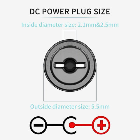 Power Up Your Gear With A 15V 2A DC Power Supply Charger Adapter, 5.5mm x 2.5mm plug size diagram