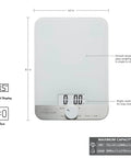 Glass Surface Digital Kitchen Scale with 11 Pound Capacity, White Finish, Precise Measurements, Easy Rotating Knob