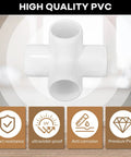 4 Way PVC Fittings 1 Inch 12 Pack Heavy Duty Furniture Grade Pipe Connectors with impact resistance and UV proof features