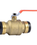 2 Inch Brass Push-To-Connect Ball Valve for PEX Copper CPVC PE-RT and HDPE Pipes with orange handle for easy installation