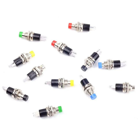 12 Pack 1A 250V AC SPST Momentary Mini Push Button Switches Normal Open 2 Pins 6.9mm Thread Compact Power Switches