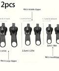 Easy Install Zipper Repair Kit With Clip On Zipper Pull Replacement Durable Hardware For Backpacks Jackets Coats Luggage Travel Gear 12 Pack Durable No Sew Quick Fix For Gear Bags And Clothing shown with size measurements