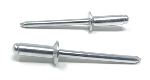 Aluminum Countersunk Blind Rivets 3/16 Inch Diameter Pop Rivets, 50 Count, Flush Head, front view showing smooth finish.