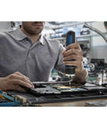 Person using 4V Max USB C Rechargeable Screwdriver With Dual Activation For On The Go Use Ultra Compact Design Lightweight Under 1 Lb