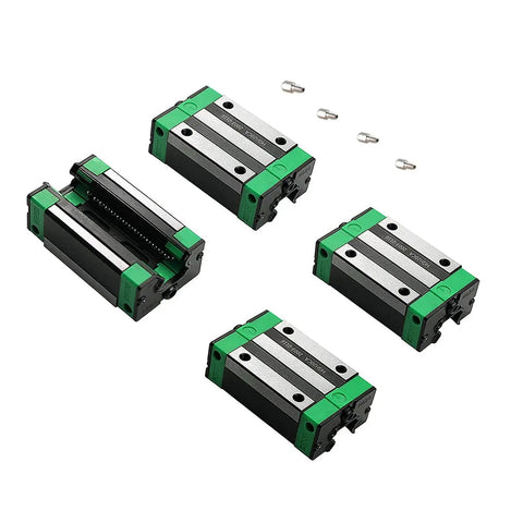 Four HGH20CA bearing blocks from Beefy CNC Linear Rail Kit 2 Pieces HGR20 700mm 20mm Fully Supported Slide Guide Shaft for machines.