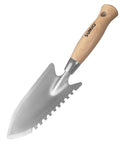 11.6 Inch Weeding Trowel With Serrated Edge Alloy Steel Blade Garden Shovel featuring beech wood handle for precise digging