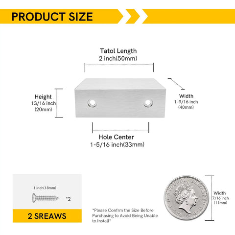 Dimensions of 10 Pack Brushed Nickel Cabinet Pulls One And Five Sixteenths Inch Finger Pulls for Cabinets with measurements and screws.