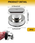 Two Pack Suction Cup Door Handle No Drilling Install For Shower Glass Doors Cabinets And Mirrors 62x50mm Silver Easy Press Lock And Turn For Secure Hold, silver suction handle with 2PCS and size labels
