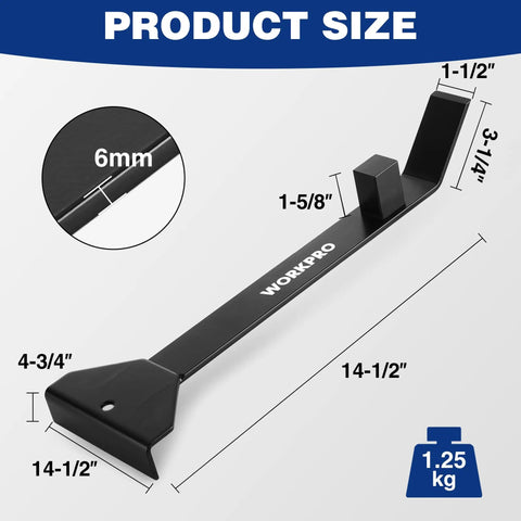 17 Inch Heavy Duty Pull And Pry Bar For Flooring Installation, Beefy Steel Construction With Soft Felt Backing To Protect Floors, Rust Resistant Leverage Tool For Quick Removal And Precise Planking, size diagram