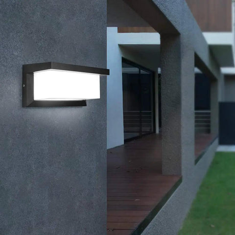 Outdoor Wall Porch Light LED Matte Black Exterior Lamp IP65 Waterproof With Three Color Temperature Options installed on wall