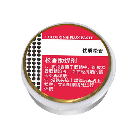 Premium Solder Rosin Flux Paste For Circuit Boards And Electronics Repair in small white container with red label