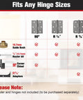 Image showing hinge compatibility chart for Straight Up Solid Door Hinge Template Kit With Modular Aluminum Rails and guides.