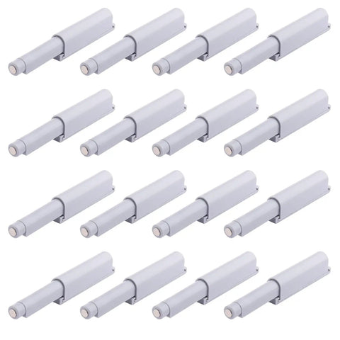Premium Soft Close Retrofit Kit For Kitchen Cabinets And Bedroom Drawers Using Sturdy Nylon Buffers To Kick Loud Noise To The Curb And Keep Your Cabinet Doors Moving Silky Smooth Always, set of sixteen white nylon buffers.