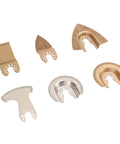 Six Piece Oscillating Saw Blade Set With Diamond Cemented Carbide Blades in various shapes for ceramics and tile.