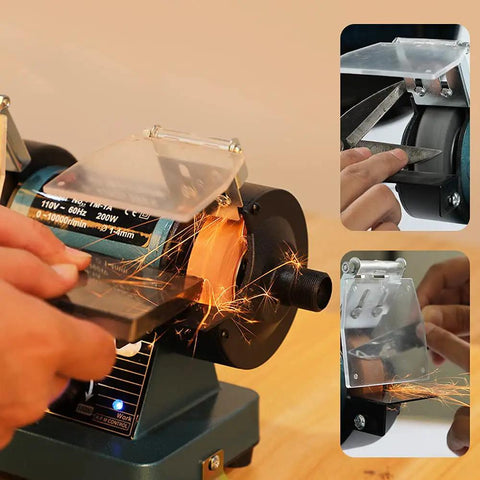 Mini Bench Grinder With Variable Speed For Polishing And Buffing Jewelry Making And Gem Work A Small Bench Polisher In Use