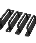 Heavy Duty Barn Door Handle Set Flush Mount Long Base Pulls For Gate Shed Garage Drawer Black Aluminium Alloy 4 Pieces