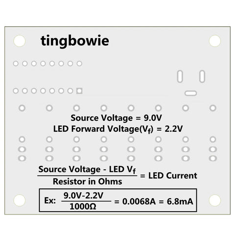 Back view of Hands On Soldering Practice Kit For Beginners DIY Electronics Training Board showing voltage calculations