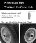 4.10/3.50-4 Solid Tire Replacement With 3/4 And 5/8 Bearing, 3.5 Inch Center Hub, 10 Inch Wheel For Hand Trucks, diagram of center hub
