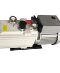 Industrial Oil Sealed Rotary Vane Vacuum Pump Built Like A Tank For Lab Work, showcasing its sturdy design and connectors.