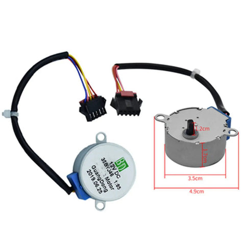 12V DC Stepper Motor With Micro Reducer 35BYJ46 Synchronous Motor for heater thermostat repair, showing size dimensions and plug