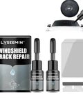 Lyseemin Glass Fix Guard 2025 Windshield Crack Repair Formula and Kit For Quick Seal, Fix Glass Cracks Fast With a 20ml Bottle, Clear Finish, 1 Bottle, showing repair components and fluid.
