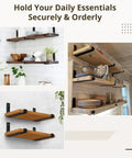 Built Like A Tank L Shape Wall Mount Shelf Brackets, 4 Pack, 8.1 By 5.9 Inch Black Corner Hardware holding wooden shelves.