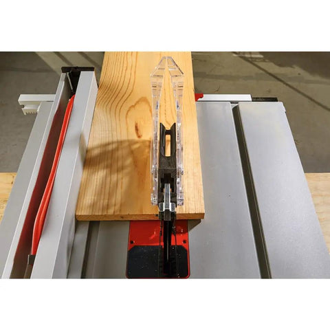 Heavy Hitter 18v Portable Table Saw 8 1/4 Inch Blade Bare Tool cutting a wooden plank with precision fence.