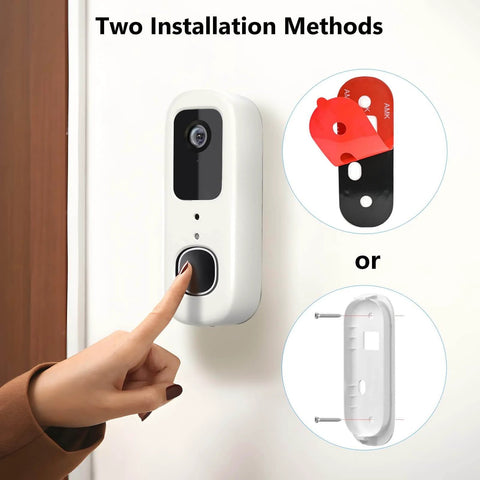 Anti Theft Doorbell Bracket For Arlo Video Doorbell 2K 2nd Gen, Easy No Drill Mount shown with two installation methods