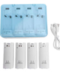 4 In 1 Battery Charger Station With 4 Pack 2800mAh NiMH Rechargeable Batteries And USB Cable For Remote Controllers White Extend Gameplay Time Easy Drop In Charging