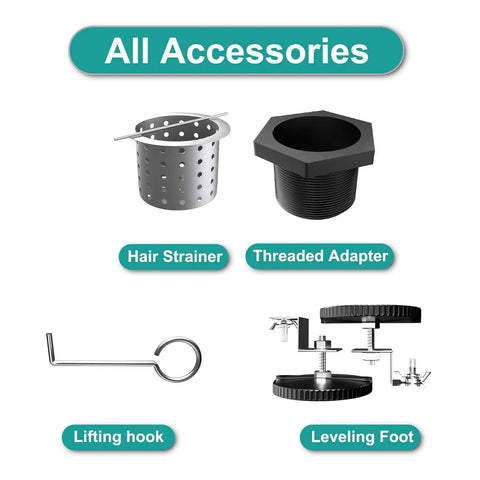 Accessories for 24 Inch Sleek Black Linear Shower Drain With Removable Capsule Pattern Grate in 304 Stainless Steel