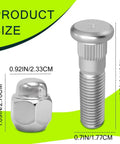 2 Pack Wheel Stud Bolt Kit With Lug Nuts M12x1.5 For Santa Fe Sonata Rio Sportage, product size details, rust proof, OEM replacement.