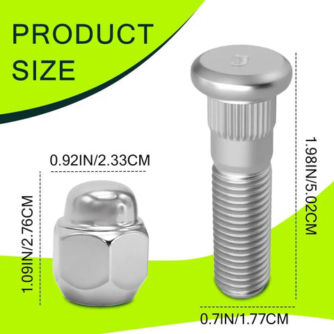2 Pack Wheel Stud Bolt Kit With Lug Nuts M12x1.5 For Santa Fe Sonata Rio Sportage, product size details, rust proof, OEM replacement.