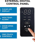 External digital control panel with LED display for Hella Spacious 17 Cubic Foot Convertible Freezer And Refrigerator.
