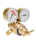 CGA 200 acetylene regulator from Five Piece Air Acetylene Welding Kit With Swirl Torch, clear gauges, brass fittings