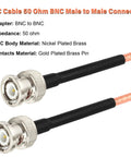 Beefy 25ft 50 Ohm BNC Male To BNC Male RG316 Low Loss Coax Cable, nickel plated brass body, gold plated brass pin, copper core