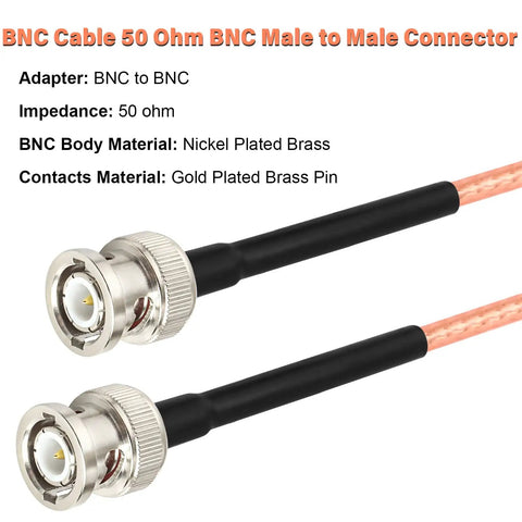 Beefy 25ft 50 Ohm BNC Male To BNC Male RG316 Low Loss Coax Cable, nickel plated brass body, gold plated brass pin, copper core