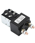 Hefty 300 Amp DC Contactor Switch TSU 285 Built Like A Tank For Cars And Electric Forklifts Featuring One Normally Open Terminal Suited For 12V 24V 48V Electrical Systems, showing the contactor switch with terminals.