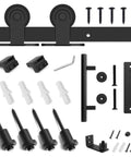 Complete 5 Foot Top Mount Sliding Barn Door Hardware Kit With Pull Handle And Floor Guide Fits 30 Inch Wide Door Panel
