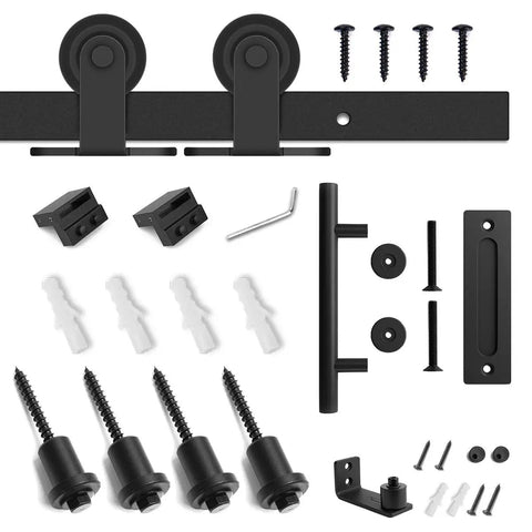 Top Mount Sliding Barn Door Hardware Kit For 6 Ft Doors Complete Set With 36 Inch Wide Panel Fit Includes 12 Inch Door Handle
