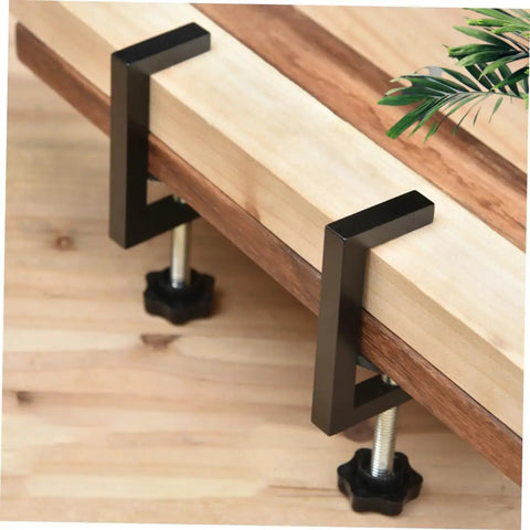 Rattan Furniture Connectors Outdoor Clips For Patio Sofas And Wicker Chairs Heavy Duty Sofa Clamps Weatherproof Outdoor Fasteners DIY Woodworking Clips For Stable Setup secured on wooden furniture.