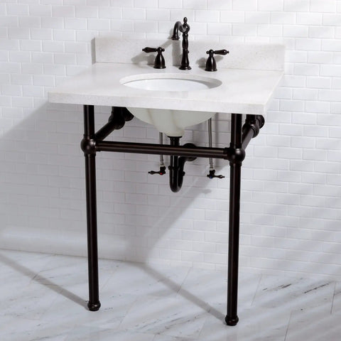 Heritage 8 Inch Widespread Lavatory Faucet With Brass Pop Up Dope Matte Black Finish on white countertop